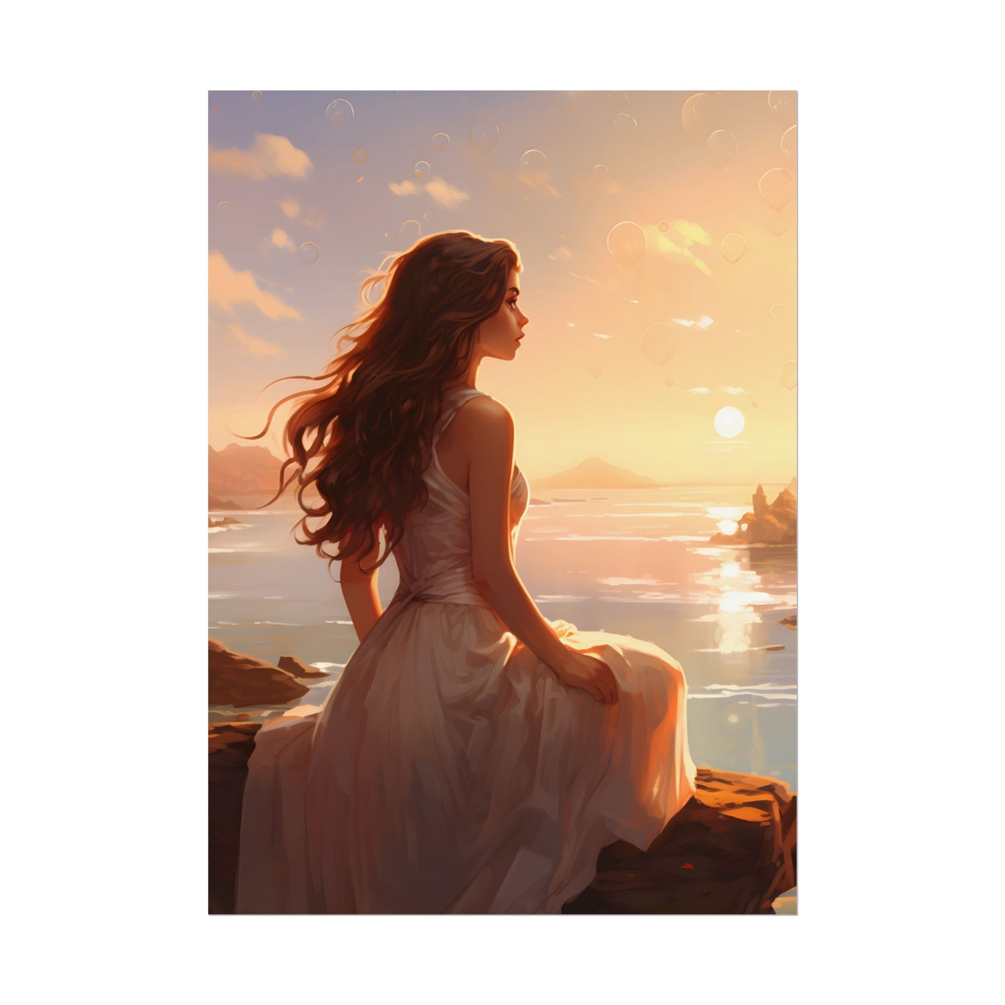 Vibrant Beach Scene: Summer Day with Sun-Kissed Figure - Poster
