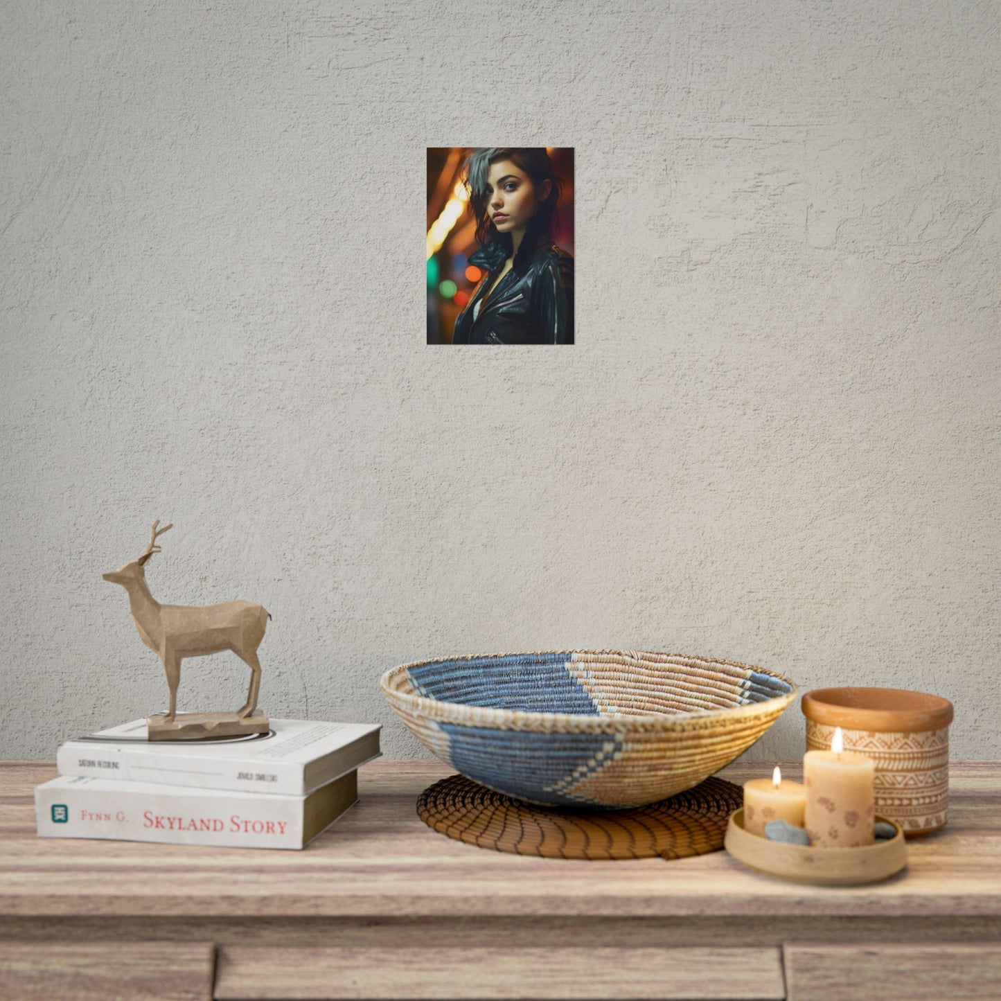 Vibrant Digital Art Print: Teenage Cyberpunk Close-Up - Poster