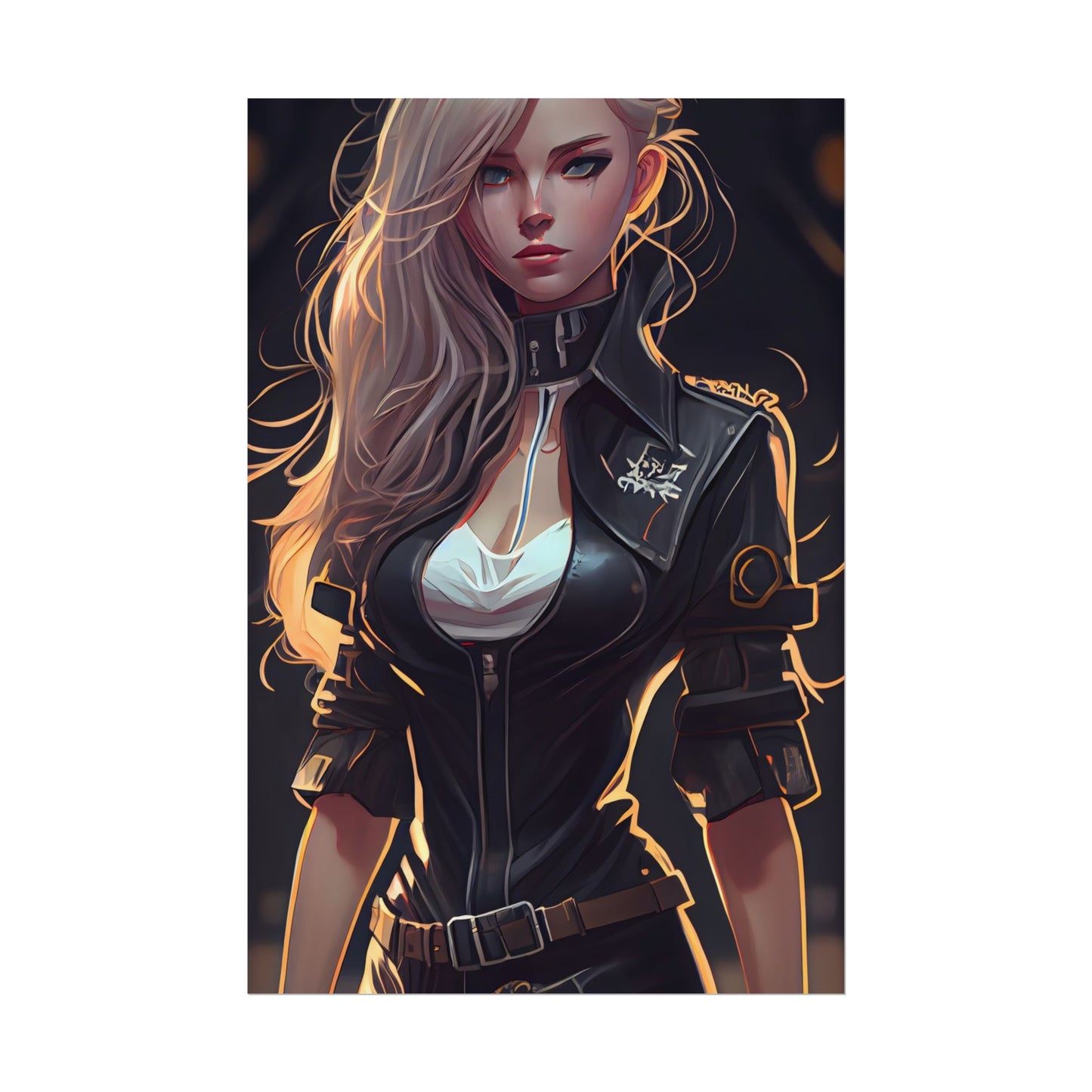 Blonde Female Police Officer: Calm Professional in Hotel Lobby - Poster