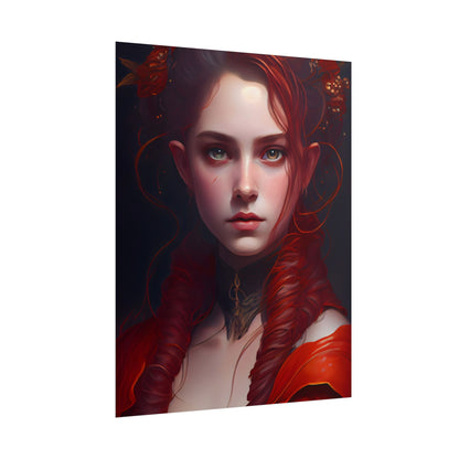 Redhead Portrait: Vibrant Dress Artwork - Poster