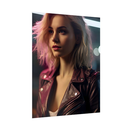 Cyberpunk Teen Close-Up: Digital Artwork - Poster