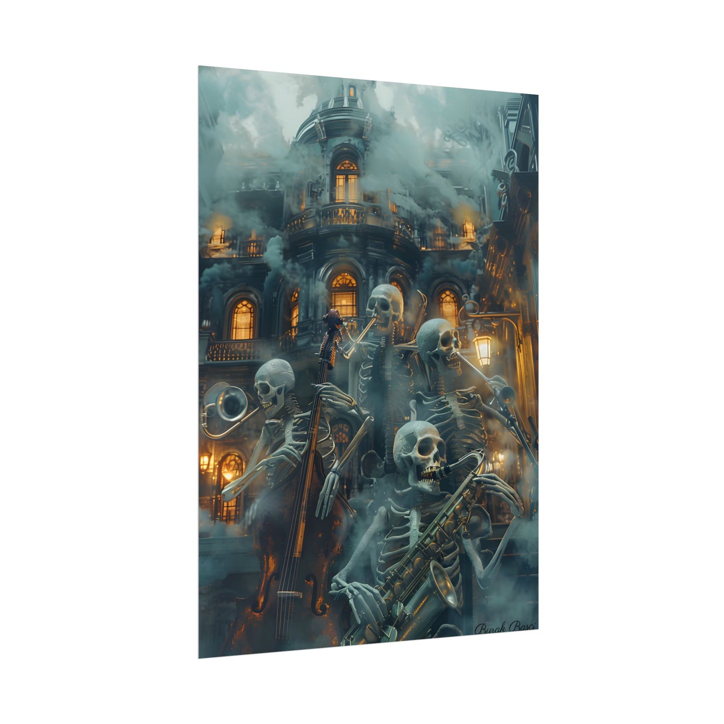 Victorian Lowbrow Skeleton Jazz Band: Dark Artwork - Poster