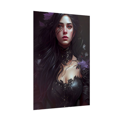 Striking Woman Portrait: Black Hair Artwork - Poster