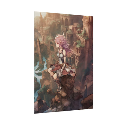 Dramatic Anime Feather: Detailed Urban Artwork - Poster