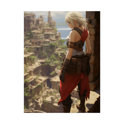Dramatic Anime Female: Birds Eye View Illustration - Poster