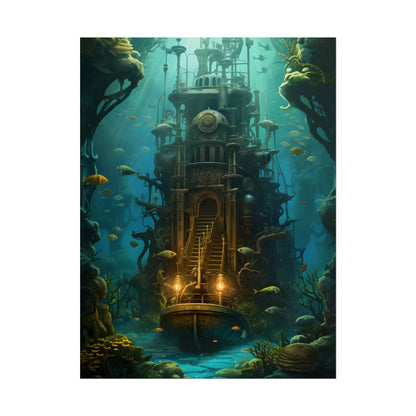 Steampunk Undersea Odyssey: A Journey on the Nautilus - Poster