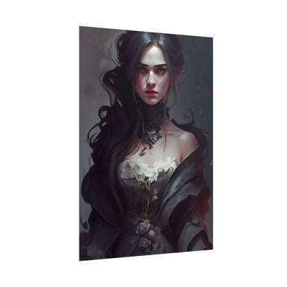 Black Haired Female Portrait: Elegant Outdoor Beauty - Poster