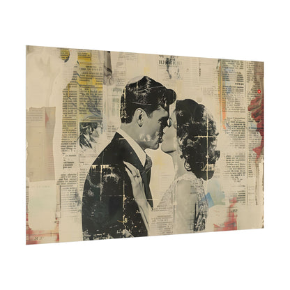 Vintage Romance: Celebratory Couple Art Poster - Poster