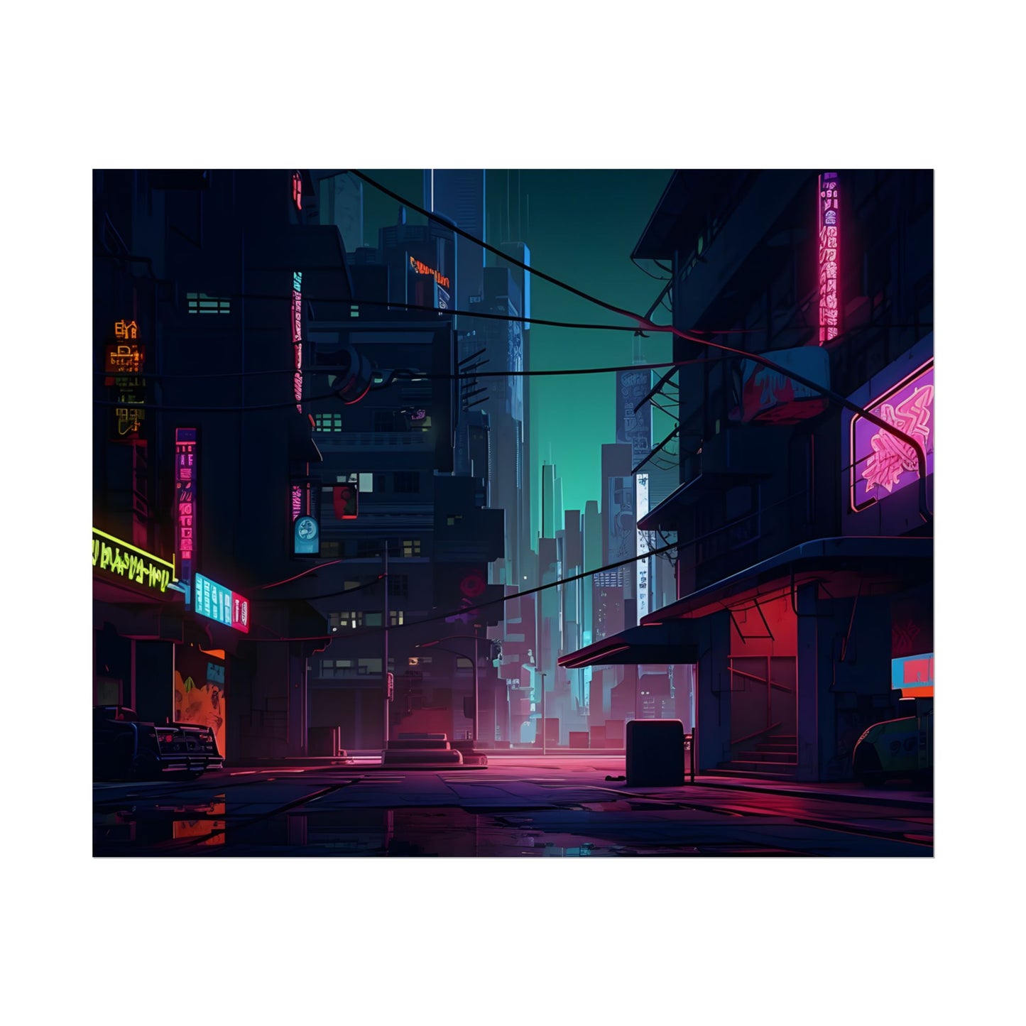 Nightfall in Neo-City: A Melancholic Cyberpunk Scene - Poster