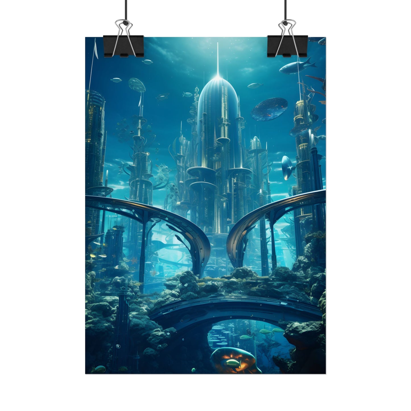 Underwater City of the Future: Sleek Modern Architecture - Poster