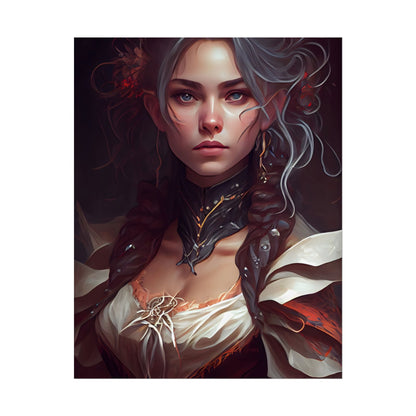 Glamorous Mid-20s Female Portrait: Black Hair Artwork - Poster