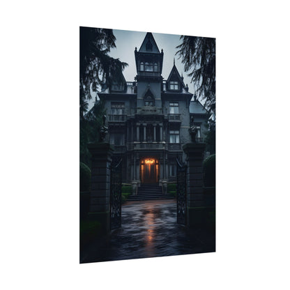 Haunted Victorian Mansion: Spooky Atmosphere Artwork - Poster