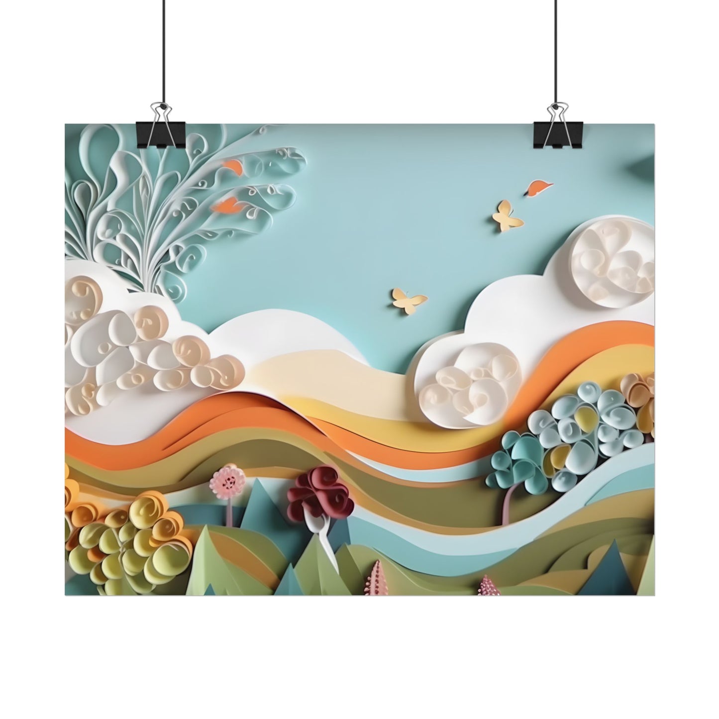 Peaceful Beach Serenade: Paper Quilling Art - Poster