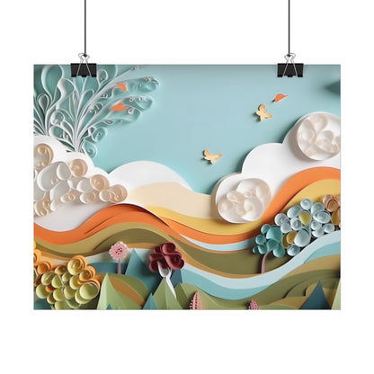 Peaceful Beach Serenade: Paper Quilling Art - Poster