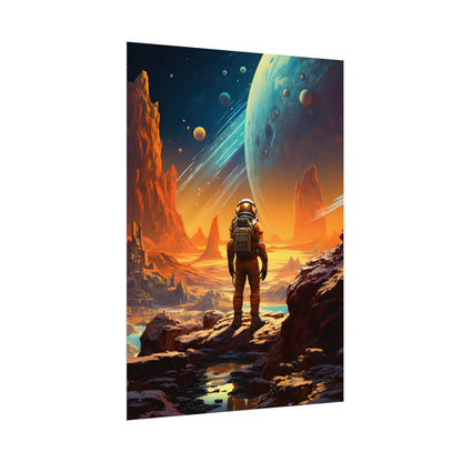 Futuristic Wilderness Explorer: Solo Journey in the Unknown - Poster