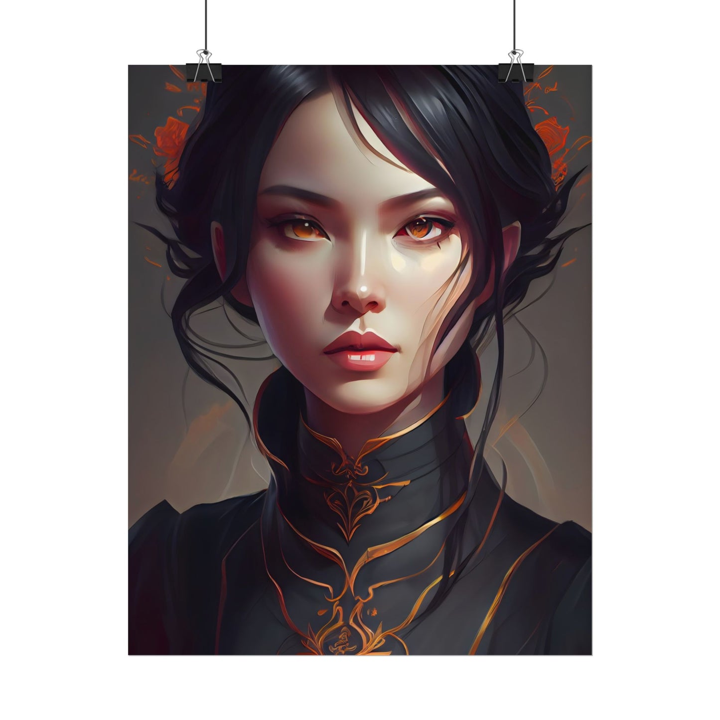 Realistic Female Portrait in Elegant Dress - Poster
