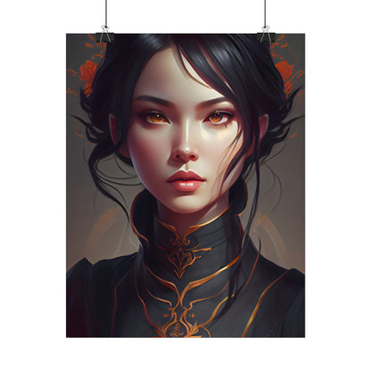 Realistic Female Portrait in Elegant Dress - Poster
