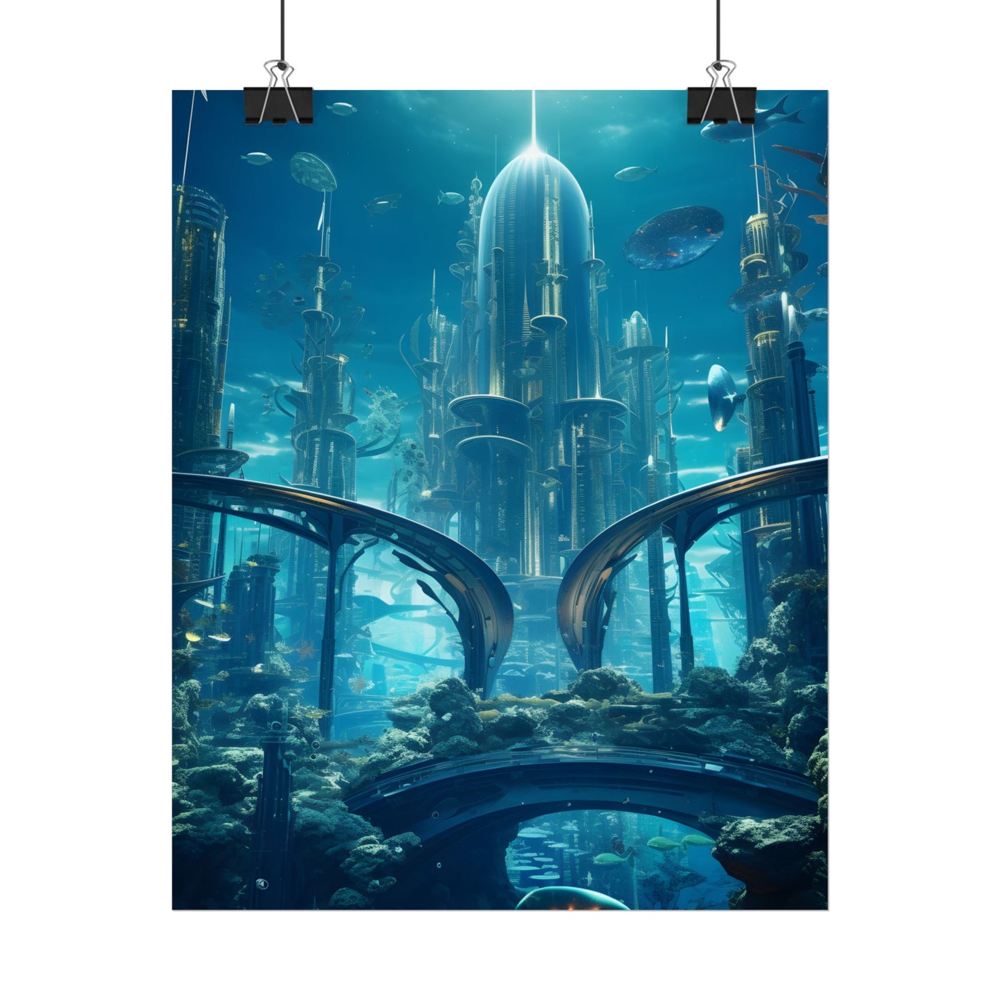 Underwater City of the Future: Sleek Modern Architecture - Poster