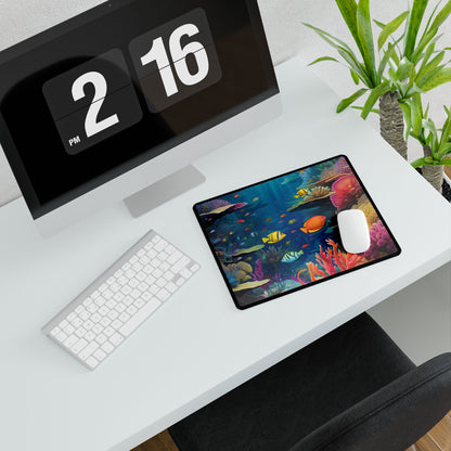Vibrant Coral Reef Sanctuary: Marine Life Artwork - Desk Mat