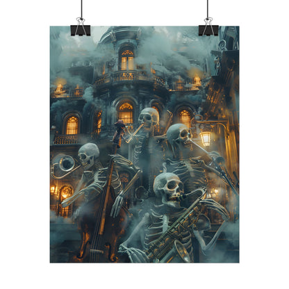 Victorian Lowbrow Skeleton Jazz Band: Dark Artwork - Poster