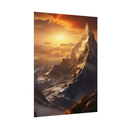 Majestic Mountain Summit: Epic Sunrise View - Nature Landscape Art - Poster