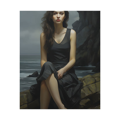 Serene Face with Glasses: Neutral Expression Art - Poster