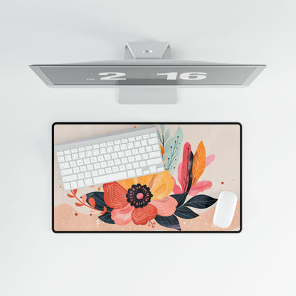 Blooming Growth: Vibrant Flower Artwork - Desk Mat
