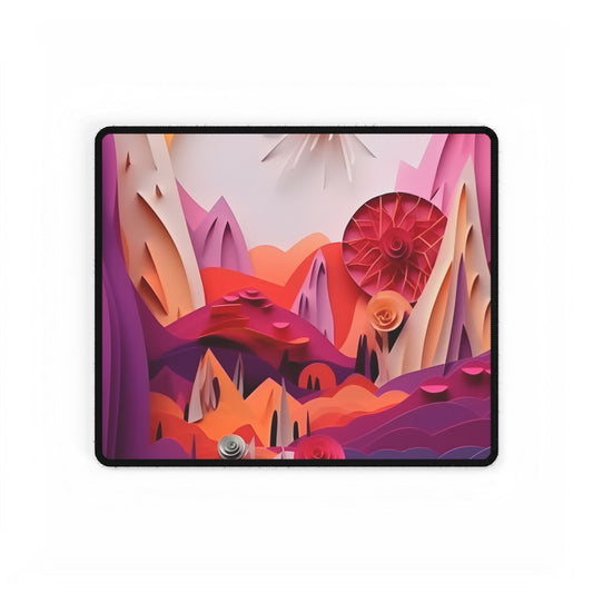 Vibrant Desert Oasis: Portrait Landscape Art Print - Desk Mat