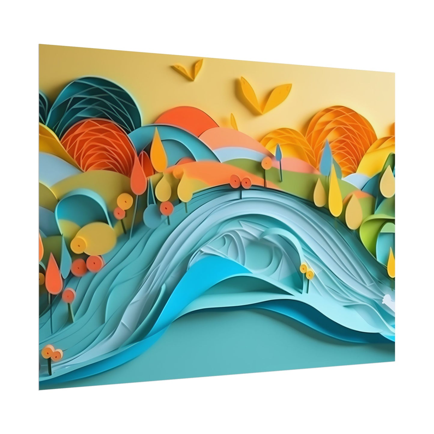 Magical Peaceful Beach: Paper Quilled Serenity - Poster