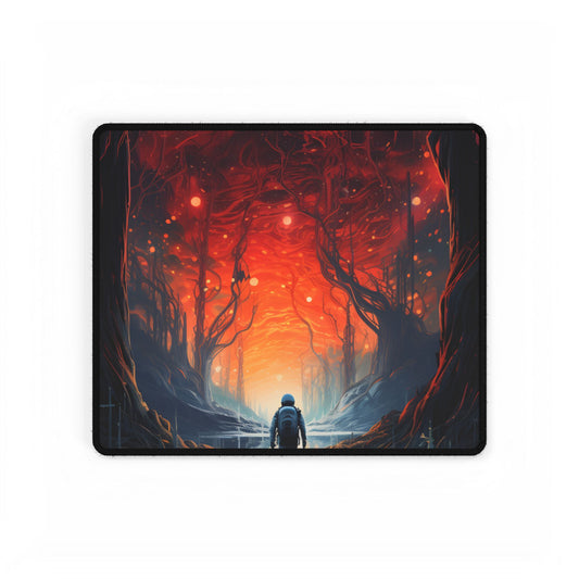 Futuristic Wilderness Explorer: Sci-Fi Adventure Digital Art - Desk Mat