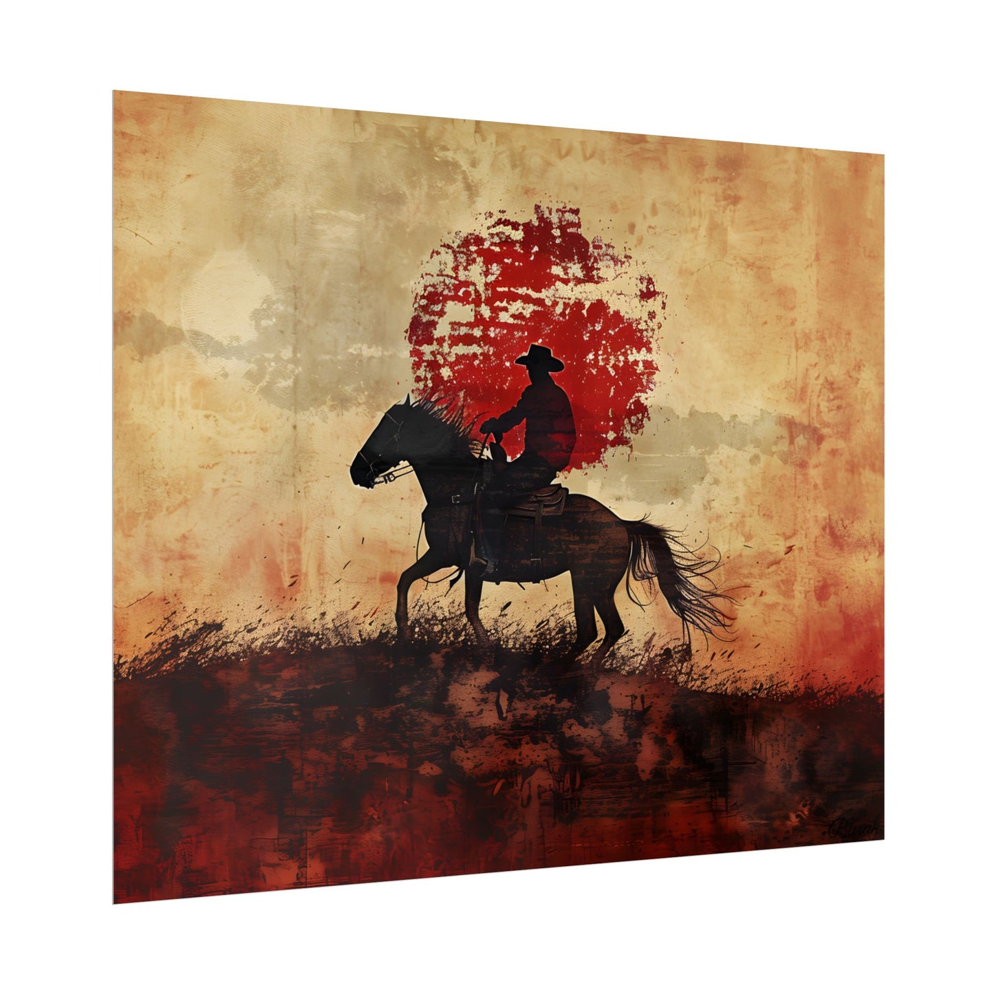 Dynamic Rodeo Scene: Earthy Tones of a Thrilling Ride - Poster