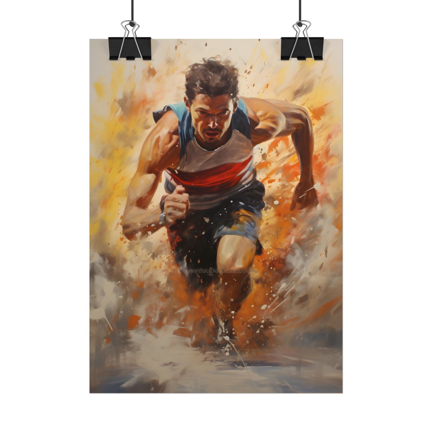 Passionate Athlete in Motion: Determined Sports Art - Poster