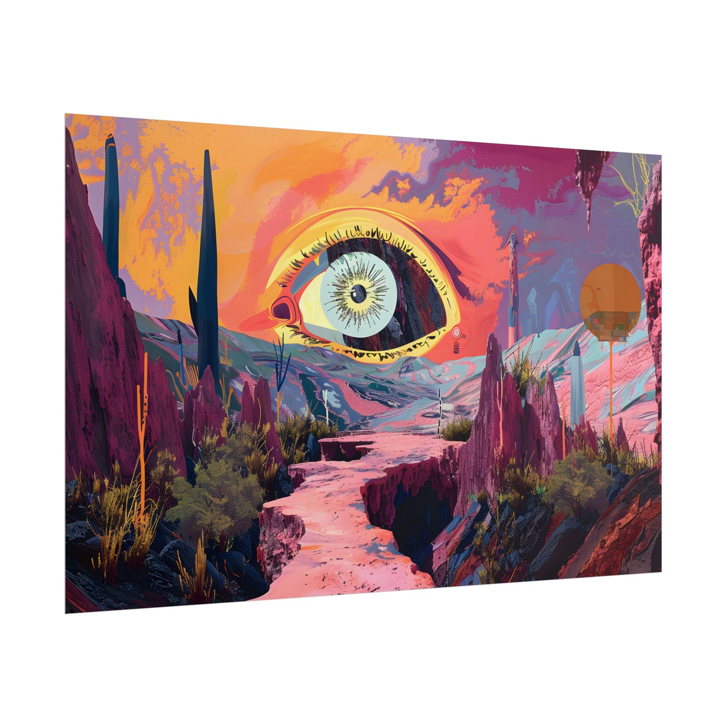 Surreal Eye: Vibrant Landscape Digital Art - Poster