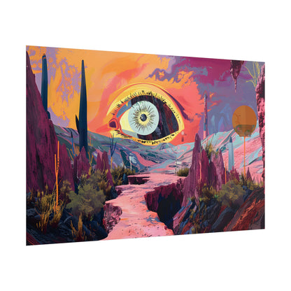 Surreal Eye: Vibrant Landscape Digital Art - Poster