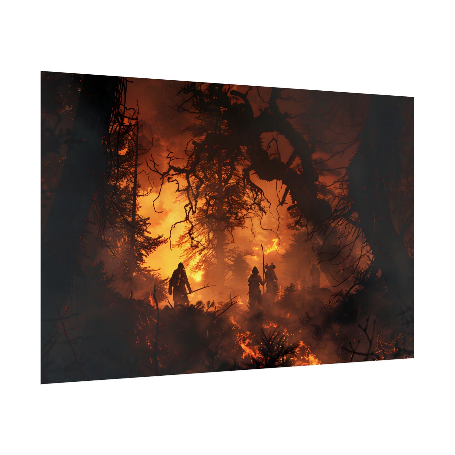 Misty Sunset Forest: Group Gathering - Poster