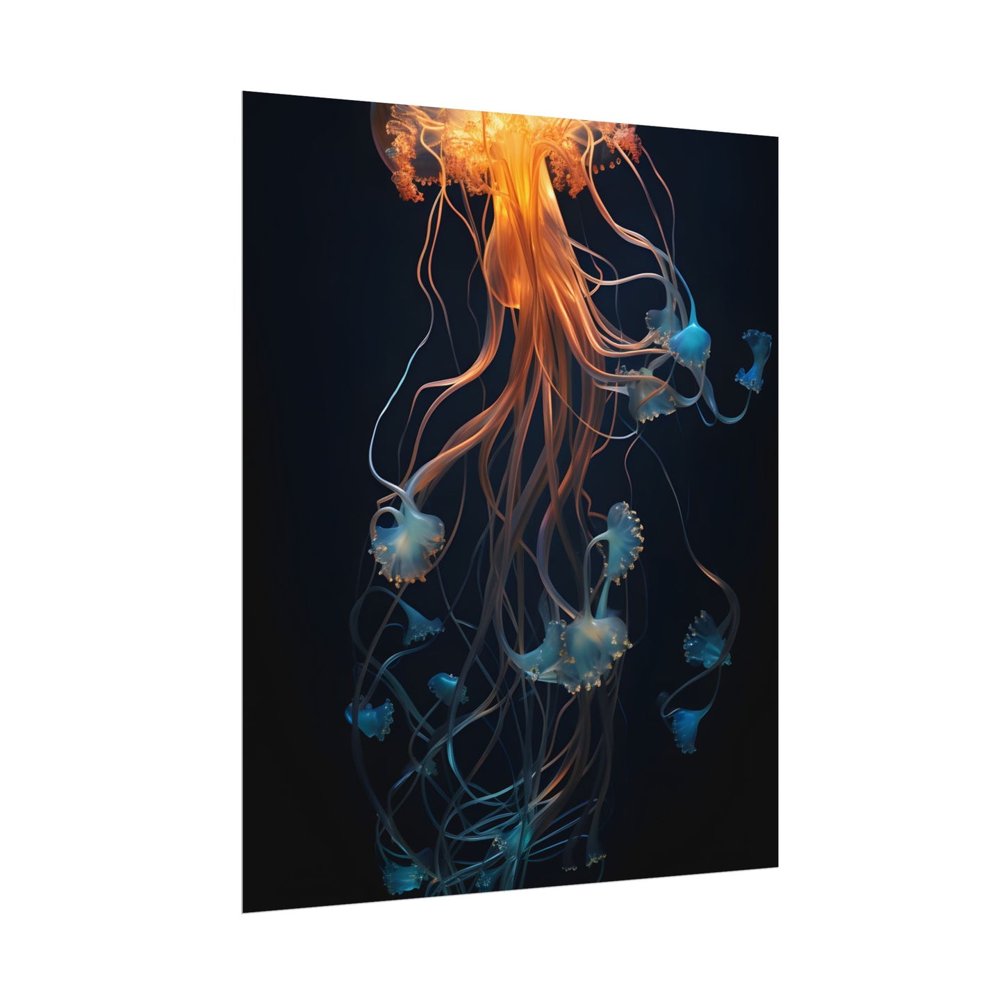 Bioluminescent Oceanic Ballet: Mesmerizing Underwater Scene Artwork - Poster