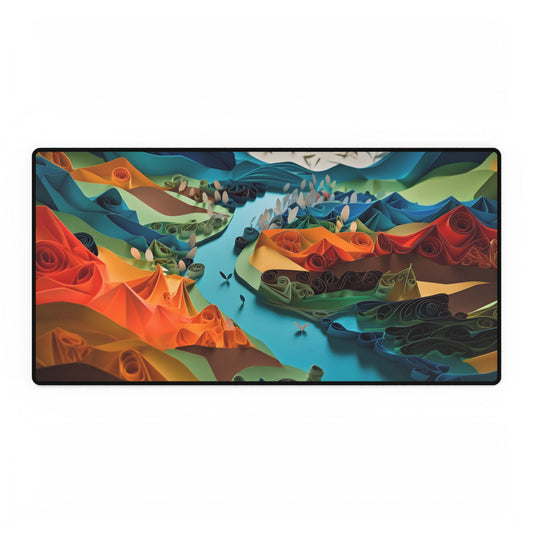 Vibrant Magical Beach: Colorful Paper Quilling Artwork - Desk Mat