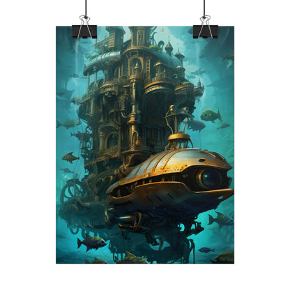 Steampunk Oceanic Adventure: Brass Skirted Explorer - Poster