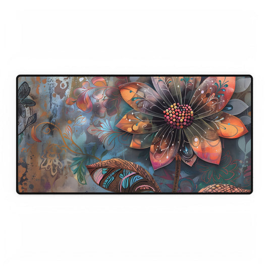 Blooming Flower: Growth Mindset in Whimsical Bloom - Desk Mat