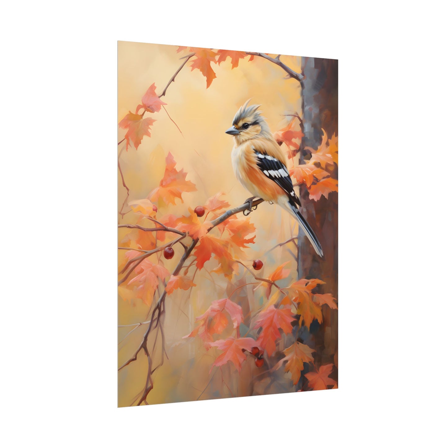 Vibrant Autumn Oak: Realistic Oil Painting - Poster