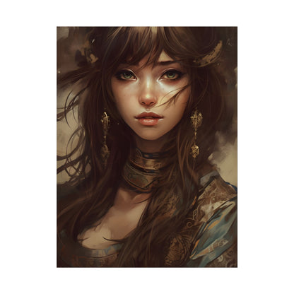 Enchanting Brunette Portrait: Gentle Beauty - Poster
