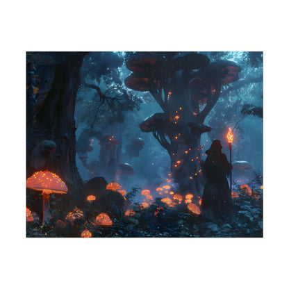 Mystical Forest Encounter: Vibrant Witch Artwork - Poster
