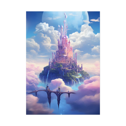 Whimsical Fantasy Floating City: Celestial Realm Artwork - Poster