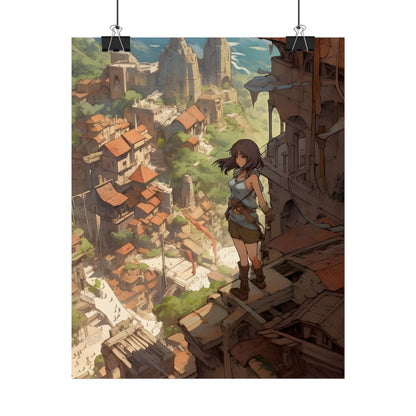 Dramatic Anime Feather: Bird's Eye View Illustration - Poster