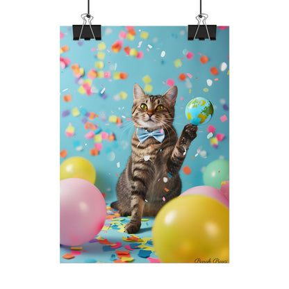 Whimsical Cat in Bow Tie: Close-Up Art Print - Poster
