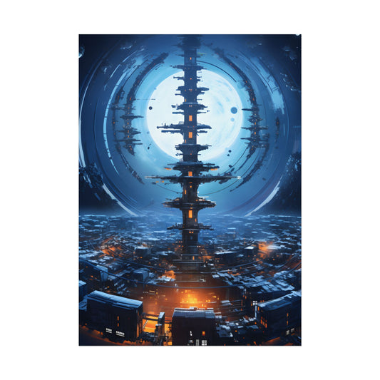 Aetherial Space Station: Low Earth Orbit Digital Art - Poster