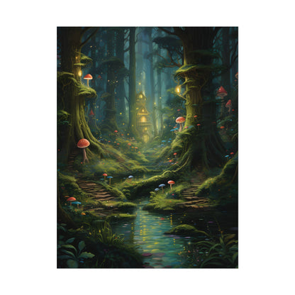Enchanted Forest: Grimm's Fairy Tale Characters in Serene Woods - Poster