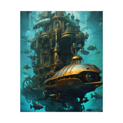Steampunk Oceanic Adventure: Brass Skirted Explorer - Poster