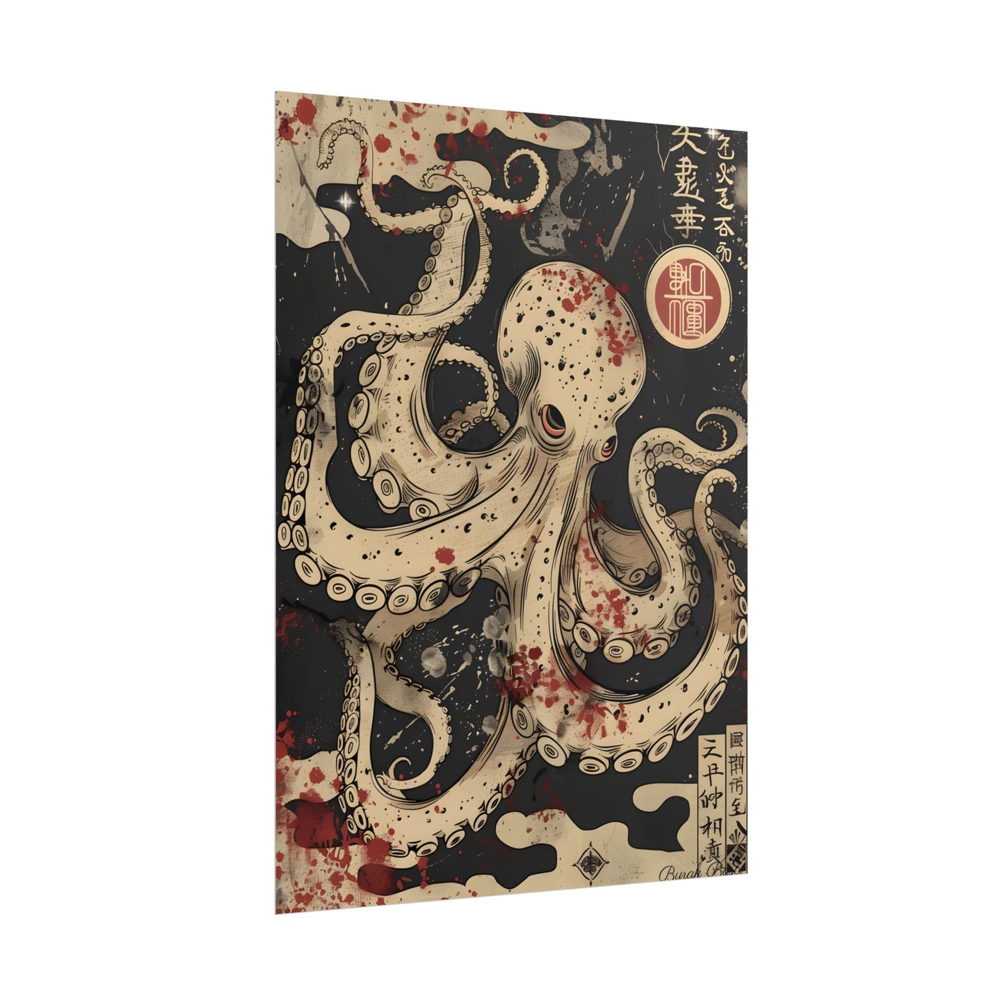 Stylized Japanese Octopus: Minimal Artwork - Poster
