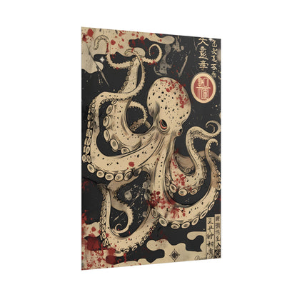 Stylized Japanese Octopus: Minimal Artwork - Poster